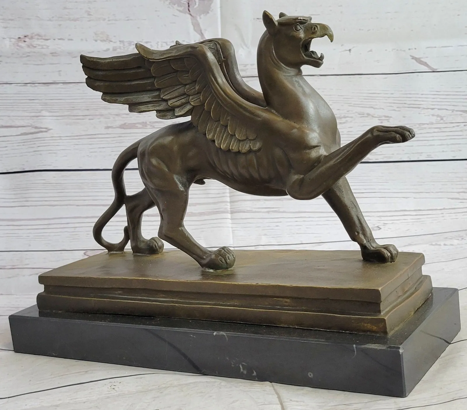 Handcrafted bronze sculpture SALE Base Marble With Griffin Hot Cast