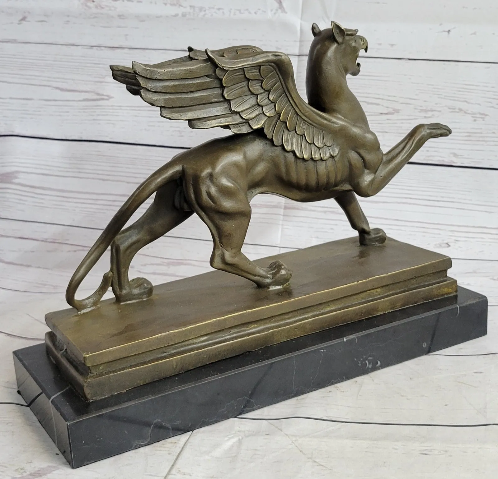 Handcrafted bronze sculpture SALE Base Marble With Griffin Hot Cast