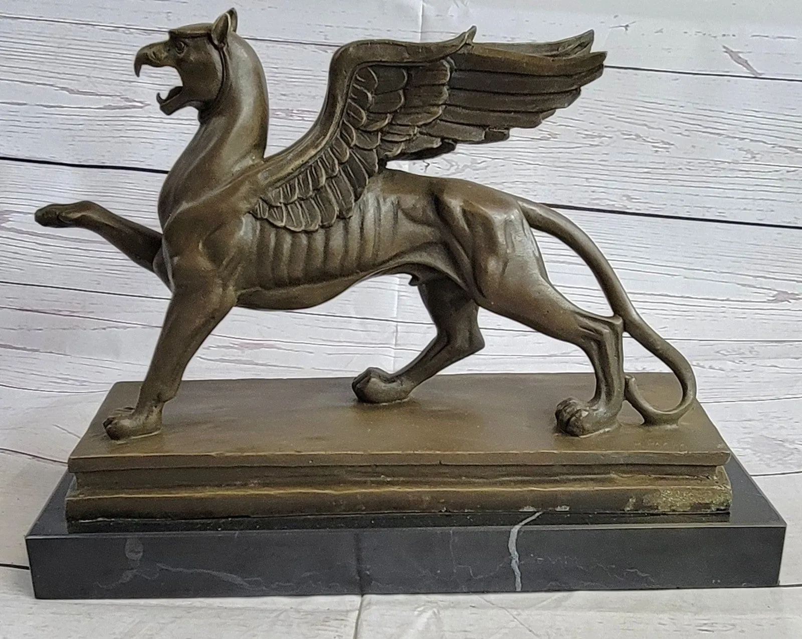 Handcrafted bronze sculpture SALE Base Marble With Griffin Hot Cast