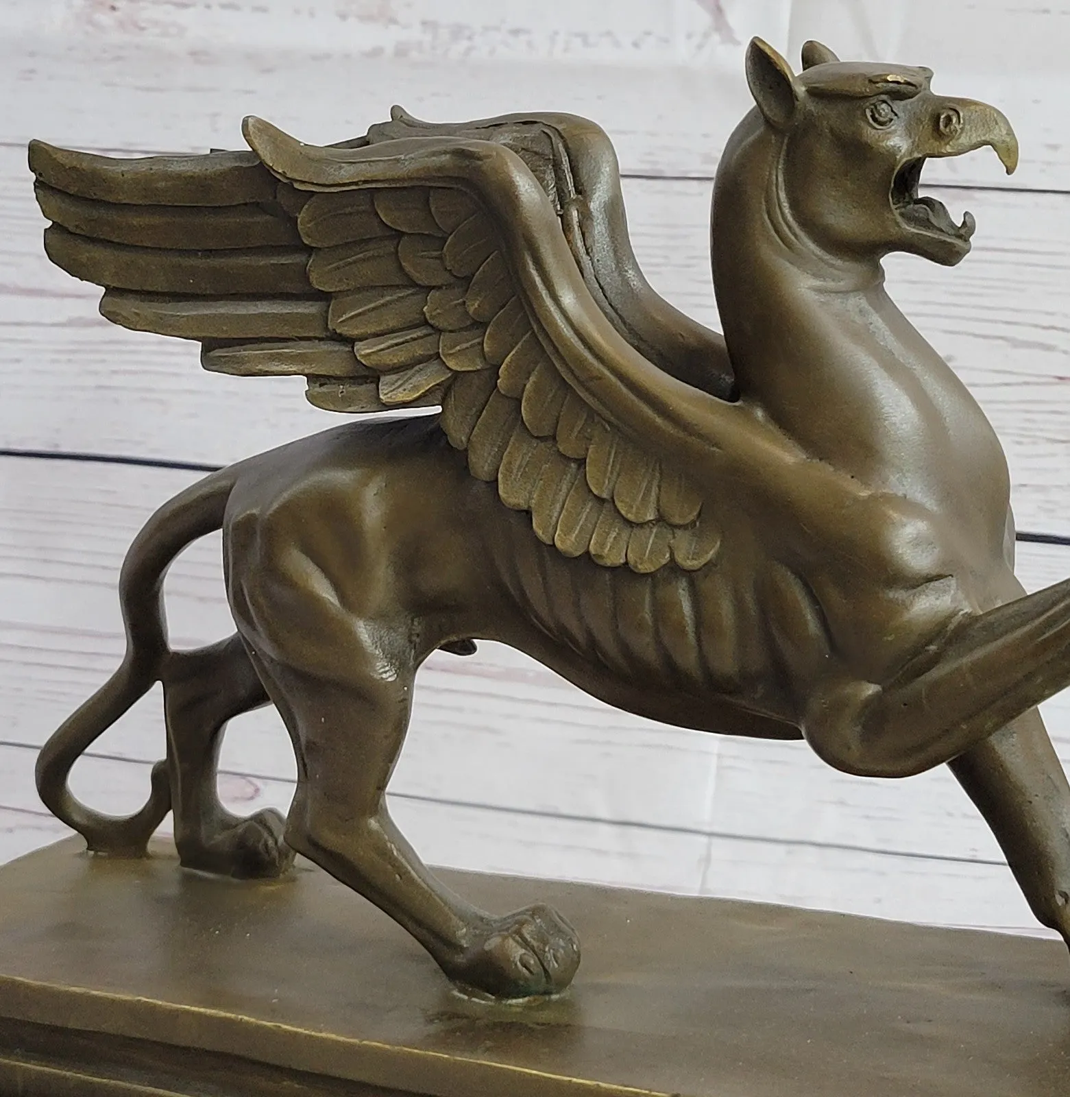 Handcrafted bronze sculpture SALE Base Marble With Griffin Hot Cast