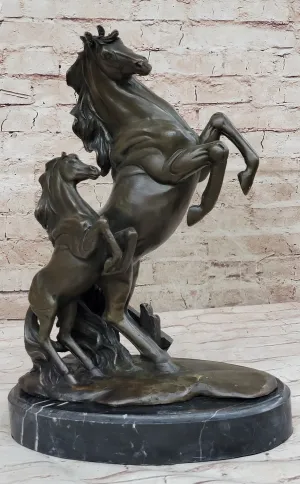 HORSES REARING BRONZE COLLECTABLE FIGURINE BEAUTIFUL AND MAJESTIC STATUE 