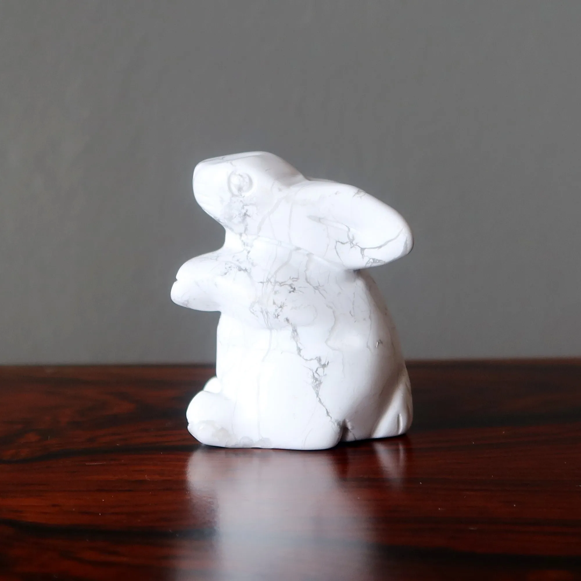 Howlite Rabbit Hop to Health White Bunny Animal Figurine