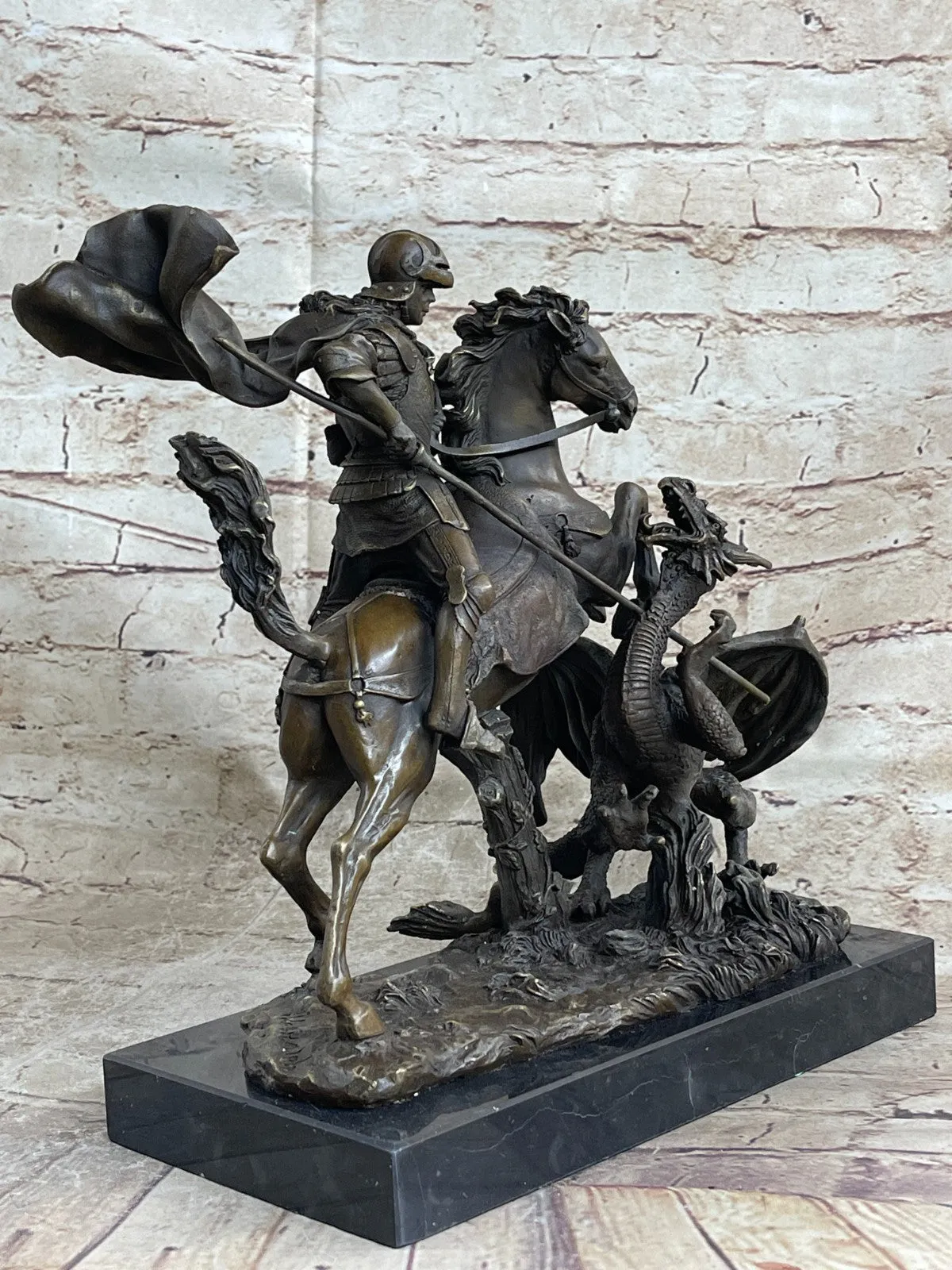 Magnificent Bronze Statue: Saint George on Horseback - Aldo Vitaleh Sculpture Sale